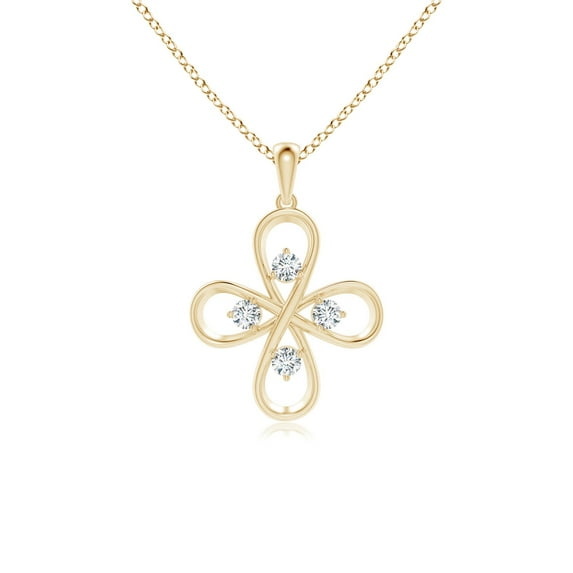 ANGARA Lab Grown Diamond Four-Petal Flower Infinity Pendant for Women in 14K Yellow Gold (Size-2.4mm| Color-F-G| Clarity-VS) | Anniversary, Jewelry Gift for Women | Lab-Grown Diamond Necklace