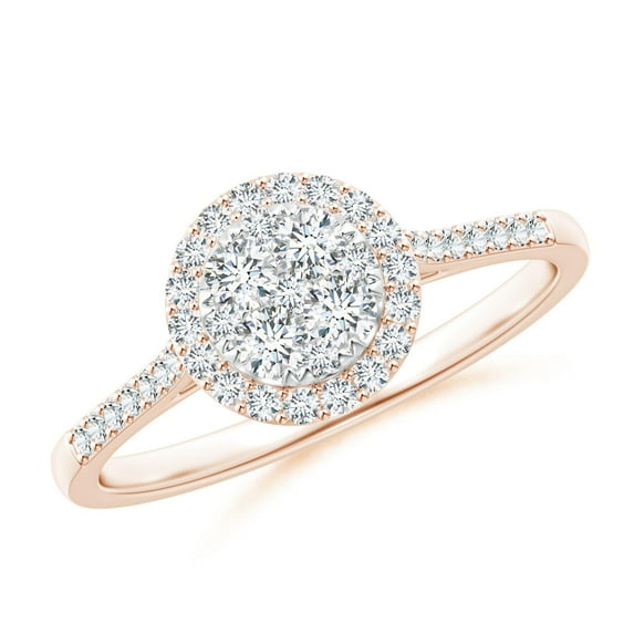 ANGARA Lab Grown Diamond Halo Engagement Ring for Women in 14K Rose Gold (Size-2.45mm| Color-F-G| Clarity-VS) | April Birthstone, Anniversary, Jewelry Gift for Women | Lab-Grown Diamond Ring
