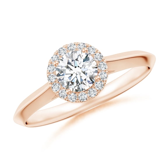 ANGARA Lab Grown Diamond Halo Engagement Ring for Women in 14K Rose Gold (Size-5.1mm| Color-F-G| Clarity-VS) | April Birthstone, Birthday, Anniversary, Jewelry Gift for Women | Lab-Grown Diamond Ring