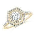 thumbnail image 1 of ANGARA Lab Grown Diamond Hexagon Engagement Ring for Women in 14K Yellow Gold (Size-5.4mm| Color-F-G| Clarity-VS) | April Birthstone, Anniversary, Jewelry Gift for Women | Lab-Grown Diamond Ring, 1 of 4