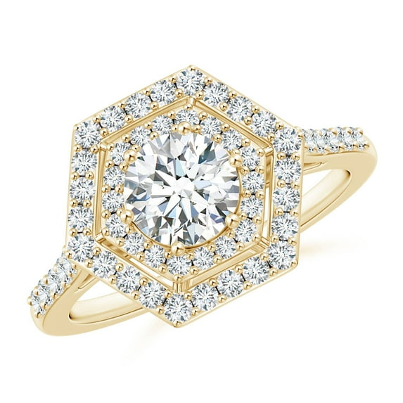 ANGARA Lab Grown Diamond Hexagon Engagement Ring for Women in 14K Yellow Gold (Size-5.9mm| Color-F-G| Clarity-VS) | April Birthstone, Anniversary, Jewelry Gift for Women | Lab-Grown Diamond Ring