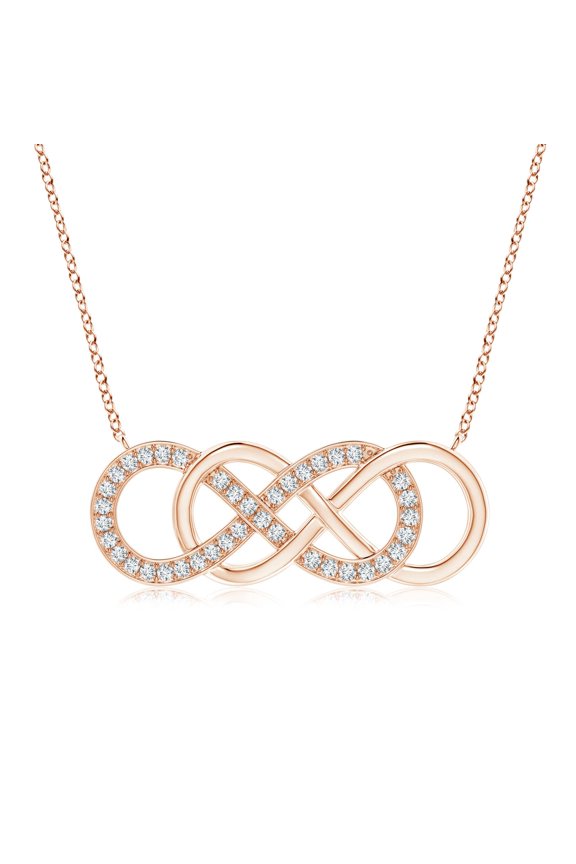 Lab Grown Diamond Horizontal Double Infinity Pendant for Women in 14K Rose Gold (Size-1.1mm| Color-F-G| Clarity-VS) | Anniversary, Jewelry Gift for Women | Lab-Grown Diamond Necklace