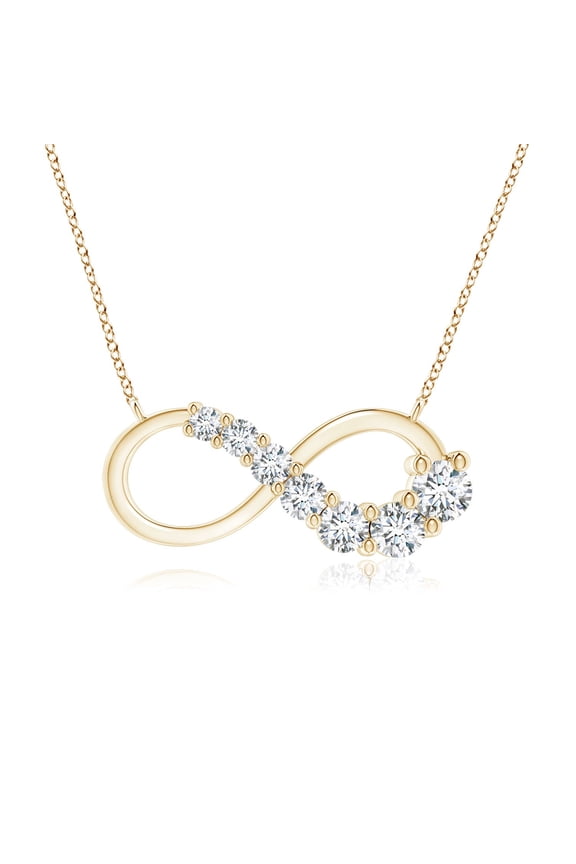 Lab Grown Diamond Horizontal Infinity Journey Pendant for Women in 14K Yellow Gold (Size-2.8mm| Color-F-G| Clarity-VS) | Anniversary, Jewelry Gift for Women | Lab-Grown Diamond Necklace