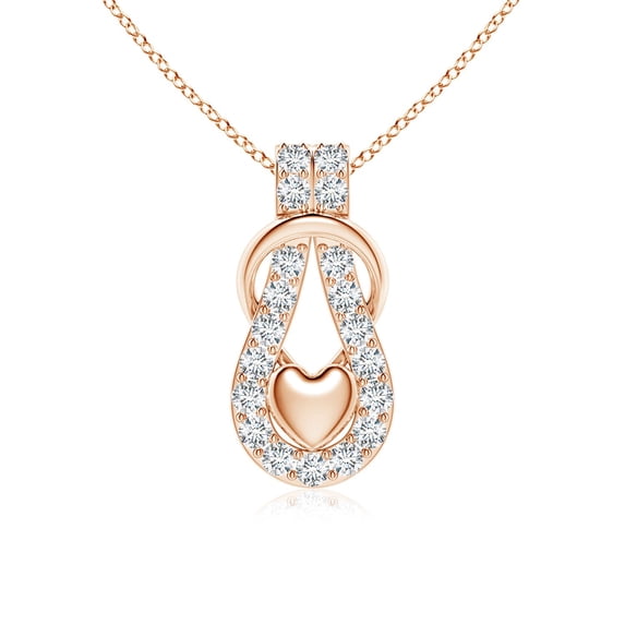 ANGARA Lab Grown Diamond Pendant with Puffed Heart for Women in 14K Rose Gold (Size-2.3mm| Color-F-G| Clarity-VS) | April Birthstone, Anniversary, Jewelry Gift for Women | Lab-Grown Diamond Necklace