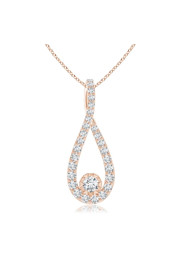 Lab Grown Diamond Infinity Loop Pendant for Women in 14K Rose Gold (Size-3.2mm| Color-F-G| Clarity-VS) | April Birthstone, Anniversary, Jewelry Gift for Women | Lab-Grown Diamond Necklace