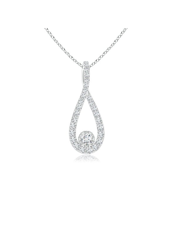 Lab Grown Diamond Infinity Loop Pendant for Women in 14K White Gold (Size-2.4mm| Color-F-G| Clarity-VS) | April Birthstone, Anniversary, Jewelry Gift for Women | Lab-Grown Diamond Necklace