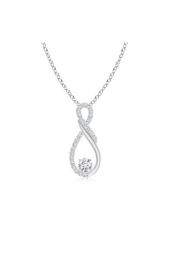 Lab Grown Diamond Infinity Pendant for Mom for Women in 14K White Gold (Size-3.4mm| Color-F-G| Clarity-VS) | April Birthstone, Anniversary, Jewelry Gift for Women | Lab-Grown Diamond Necklace
