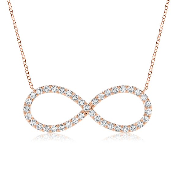 ANGARA Lab Grown Diamond Infinity Pendant Necklace for Women in 14K Rose Gold (Size-1.8mm| Color-F-G| Clarity-VS) | April Birthstone, Anniversary, Jewelry Gift for Women | Lab-Grown Diamond Necklace