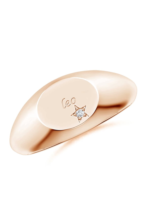Lab Grown Diamond Leo Engraved Signet Ring for Women in 14K Rose Gold (Size-1.3mm| Color-F-G| Clarity-VS) | April Birthstone, Anniversary, Jewelry Gift for Women | Lab-Grown Diamond Ring