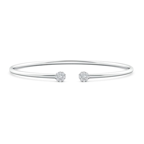 ANGARA Lab Grown Diamond Open Flex Floral Bangle for Women in 14K White Gold (Size-2.1mm| Color-F-G| Clarity-VS) | April Birthstone, Anniversary, Jewelry Gift for Women | Lab-Grown Diamond Bracelet