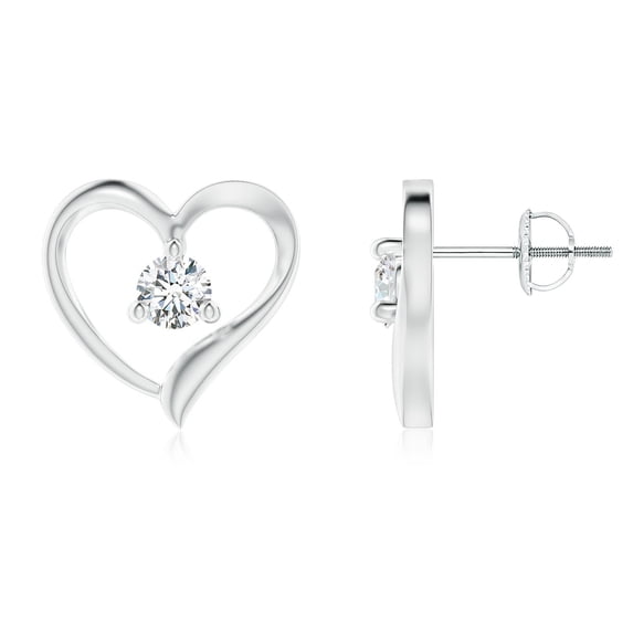 ANGARA Lab Grown Diamond Open Heart Stud Earrings for Women in 14K White Gold (Size-4.1mm| Color-F-G| Clarity-VS) | April Birthstone, Anniversary, Jewelry Gift for Women | Lab-Grown Diamond Earrings
