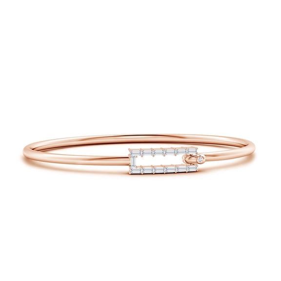 ANGARA Lab Grown Diamond Open Rectangle Hook & Eye Flex Bracelet for Women in 14K Rose Gold (Size-3x1.5mm| Color-F-G| Clarity-VS) | Anniversary, Jewelry Gift for Women | Lab-Grown Diamond Bracelet