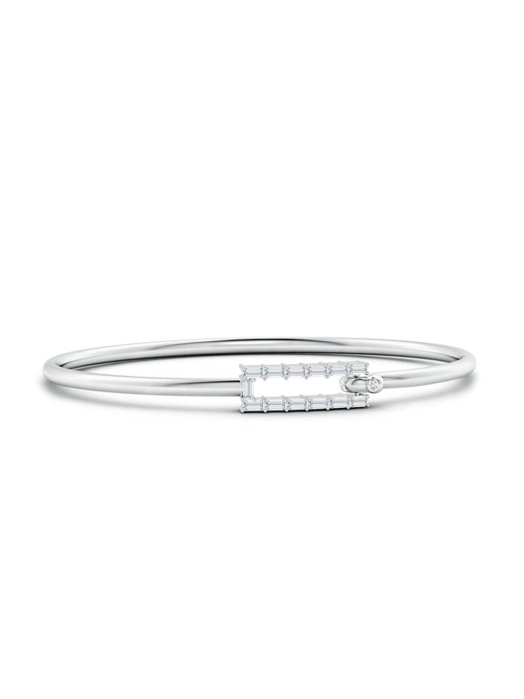 Lab Grown Diamond Open Rectangle Hook & Eye Flex Bracelet for Women in 14K White Gold (Size-3x1.5mm| Color-F-G| Clarity-VS) | Anniversary, Jewelry Gift for Women | Lab-Grown Diamond Bracelet