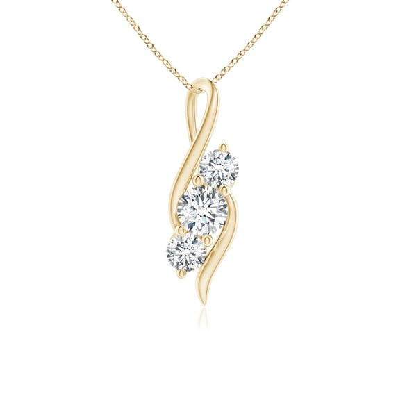 ANGARA Lab Grown Diamond Pendant with Twisted Bale for Women in 14K Yellow Gold (Size-5.1mm| Color-F-G| Clarity-VS) | Anniversary, Jewelry Gift for Women | Lab-Grown Diamond Necklace