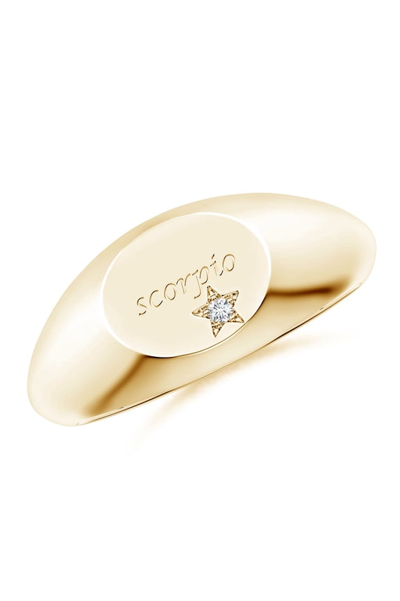 Lab Grown Diamond Scorpio Engraved Signet Ring for Women in 14K Yellow Gold (Size-1.3mm| Color-F-G| Clarity-VS) | April Birthstone, Anniversary, Jewelry Gift for Women | Lab-Grown Diamond Ring