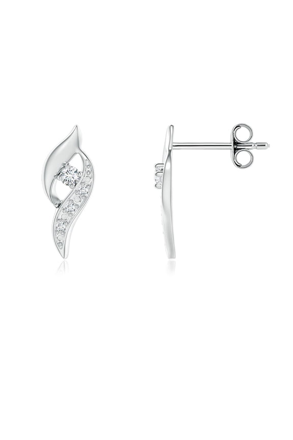 Lab Grown Diamond Shell Stud Earrings for Women in 925 Sterling Silver (Size-1.8mm| Color-F-G| Clarity-VS) | April Birthstone, Anniversary, Jewelry Gift for Women | Lab-Grown Diamond Earrings