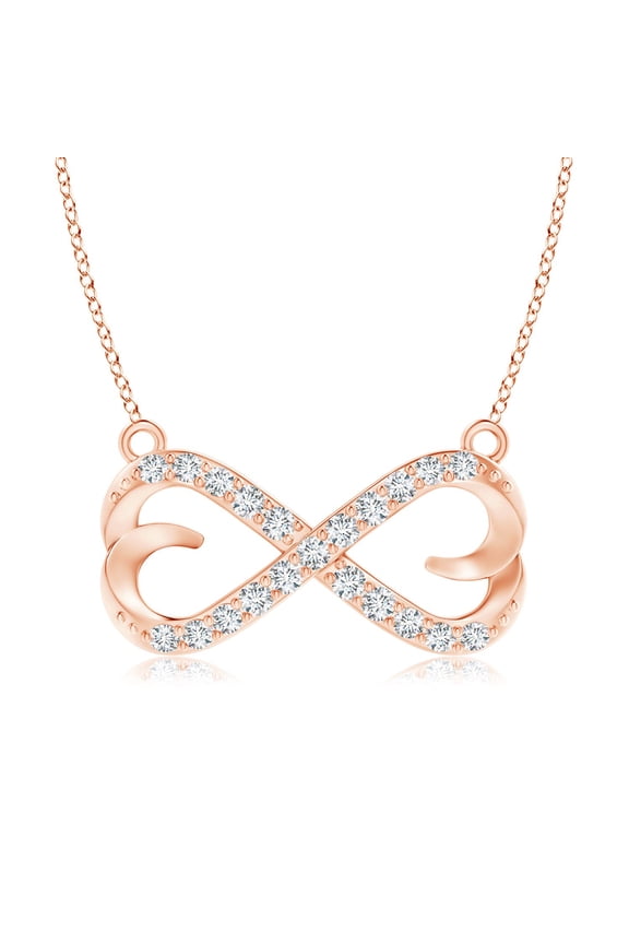 Lab Grown Diamond Sideways Infinity Heart Necklace for Women in 14K Rose Gold (Size-1.3mm| Color-F-G| Clarity-VS) | Anniversary, Jewelry Gift for Women | Lab-Grown Diamond Necklace