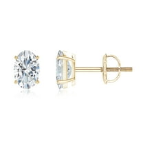 ANGARA Lab Grown Diamond Solitaire Stud Earrings for Women in 14K Yellow Gold (Size-6x4mm| Color-F-G| Clarity-VS) | April Birthstone, Anniversary, Jewelry Gift for Women | Lab-Grown Diamond Earrings