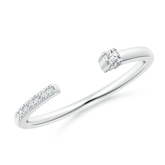 ANGARA Lab Grown Diamond Stackable Open Ring for Women in 14K White Gold (Size-2.1mm | 0.04 ct) | April Birthstone Jewelry for Her | Lab-Grown Diamond Engagement Rings