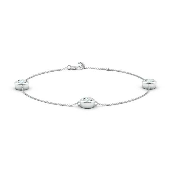 ANGARA Lab Grown Diamond Station Adjustable Ankle Bracelet for Women in 14K White Gold (Size-6.4mm| Color-F-G| Clarity-VS) | Anniversary, Jewelry Gift for Women | Lab-Grown Diamond Bracelet