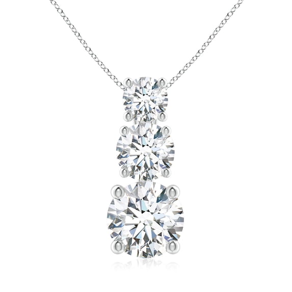 ANGARA Lab Grown Diamond Three Stone Pendant for Women in 14K White Gold (Size-5.5mm| Color-F-G| Clarity-VS) | April Birthstone, Anniversary, Jewelry Gift for Women | Lab-Grown Diamond Necklace