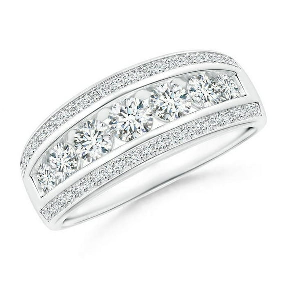 ANGARA Lab Grown Diamond Triple-Row Anniversary Ring for Women in 14K White Gold (Size-3.5mm| Color-F-G| Clarity-VS) | April Birthstone, Anniversary, Jewelry Gift for Women | Lab-Grown Diamond Ring