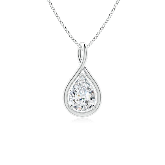 ANGARA Lab Grown Diamond Twist Bale Pendant for Women in 14K White Gold (Size-8x5mm| Color-F-G| Clarity-VS) | April Birthstone, Anniversary, Jewelry Gift for Women | Lab-Grown Diamond Necklace