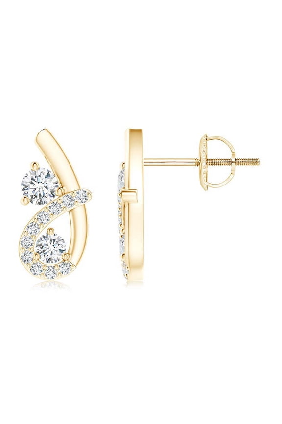 Lab Grown Diamond Twist Loop Earrings for Women in 14K Yellow Gold (Size-3.2mm| Color-F-G| Clarity-VS) | April Birthstone, Anniversary, Jewelry Gift for Women | Lab-Grown Diamond Earrings