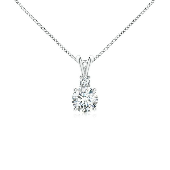 ANGARA Lab Grown Diamond V-Bale Pendantin 925 Sterling Silver for Women (Size-5mm| Color-F-G| Clarity-VS) | April Birthstone, Anniversary, Jewelry Gift for Women | Lab-Grown Diamond Necklace