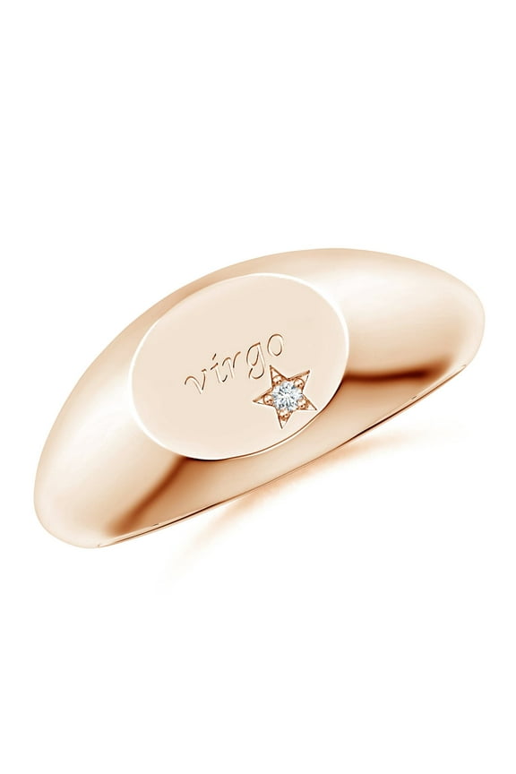 Lab Grown Diamond Virgo Signet Ring for Women in 14K Rose Gold (Size-1.3mm| Color-F-G| Clarity-VS) | April Birthstone, Birthday, Anniversary, Jewelry Gift for Women | Lab-Grown Diamond Ring
