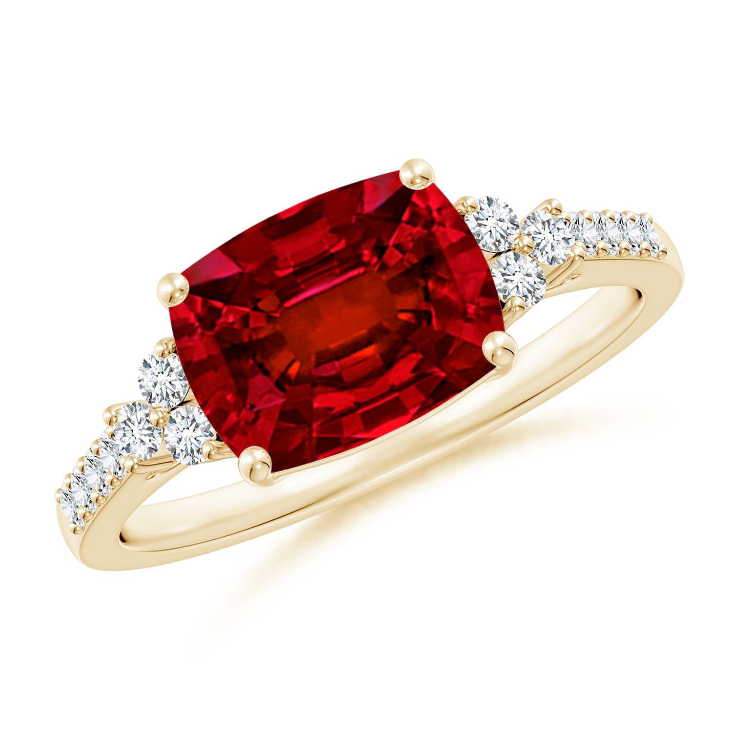 ANGARA Lab Grown East-West Cushion Rectangular Ruby Side Stone ...