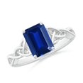 thumbnail image 1 of ANGARA Lab Grown 1.65 Ct Blue Sapphire Celtic Knot Engagement Ring for Women in 14K White Gold (Size-8x6mm) | September Birthstone, Anniversary, Jewelry Gift for Women | Lab-Grown Blue Sapphire Ring, 1 of 8