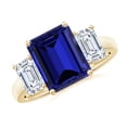 thumbnail image 1 of ANGARA Lab Grown 3.4 Ct Blue Sapphire & Lab Diamond 3 Stone Ring for Women in 14K Yellow Gold (Size-10x8mm) | September Birthstone, Anniversary, Jewelry Gift for Women | Lab-Grown Blue Sapphire Ring, 1 of 8