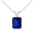 thumbnail image 1 of ANGARA Lab Grown 3.4 Ct Blue Sapphire Solitaire V-Bale Pendant for Women in 14K Rose Gold (Size-10x8mm) | September Birthstone, Anniversary, Jewelry Gift for Women | Lab-Grown Blue Sapphire Necklace, 1 of 8