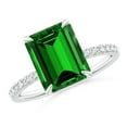 thumbnail image 1 of ANGARA Lab Grown 2.85 Ct Emerald-Cut Emerald Engagement Ring with Diamonds for Women in 14K White Gold (Size-10x8mm) | May Birthstone, Anniversary, Jewelry Gift for Women | Lab-Grown Emerald Ring, 1 of 8