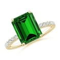 thumbnail image 1 of ANGARA Lab Grown 2.85 Ct Emerald-Cut Emerald Engagement Ring with Diamonds for Women in 14K Yellow Gold (Size-10x8mm) | May Birthstone, Anniversary, Jewelry Gift for Women | Lab-Grown Emerald Ring, 1 of 8