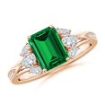thumbnail image 1 of ANGARA Lab Grown 1.5 Ct Emerald Engagement Ring with Lab Pear Diamonds for Women in 14K Rose Gold (Size-8x6mm) | May Birthstone, Anniversary, Jewelry Gift for Women | Lab-Grown Emerald Ring, 1 of 9