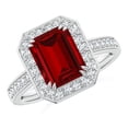 thumbnail image 1 of ANGARA Lab Grown 3 Ct Emerald-Cut Ruby Engagement Ring with Lab Diamond Halo for Women in 14K White Gold (Size-9x7mm) | July Birthstone, Anniversary, Jewelry Gift for Women | Lab-Grown Ruby Ring, 1 of 8