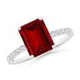 thumbnail image 1 of ANGARA Lab Grown 3 Ct Emerald-Cut Ruby Engagement Ring with Lab Diamonds for Women in 14K White Gold (Size-9x7mm) | July Birthstone, Anniversary, Jewelry Gift for Women | Lab-Grown Ruby Ring, 1 of 7