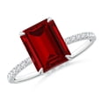 thumbnail image 1 of ANGARA Lab Grown 3 Ct Emerald-Cut Ruby Hidden Halo Classic Engagement Ring for Women in 14K White Gold (Size-9x7mm) | July Birthstone, Anniversary, Jewelry Gift for Women | Lab-Grown Ruby Ring, 1 of 8