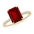 thumbnail image 1 of ANGARA Lab Grown 3 Ct Emerald-Cut Ruby Hidden Halo Engagement Ring for Women in 14K Yellow Gold (Size-9x7mm) | July Birthstone, Birthday, Anniversary, Jewelry Gift for Women | Lab-Grown Ruby Ring, 1 of 8