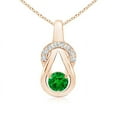 thumbnail image 1 of ANGARA Lab Grown Emerald Infinity Knot Pendant with Diamonds for Women in 14K Rose Gold (Size-5mm) | May Birthstone, Birthday, Anniversary, Jewelry Gift for Women | Lab-Grown Emerald Necklace, 1 of 7