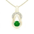 thumbnail image 1 of ANGARA Lab Grown Emerald Infinity Knot Pendant with Diamonds for Women in 14K Yellow Gold (Size-5mm) | May Birthstone, Birthday, Anniversary, Jewelry Gift for Women | Lab-Grown Emerald Necklace, 1 of 7