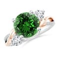 thumbnail image 1 of ANGARA Lab Grown 2.5 Ct Emerald and Diamond Twisted Vine Engagement Ring for Women in 14K White & Rose Gold (Size-9mm) | May Birthstone, Anniversary, Jewelry Gift for Women | Lab-Grown Emerald Ring, 1 of 8