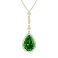 thumbnail image 1 of ANGARA Lab Grown 4.14 Ct Emerald Teardrop Pendant with Diamond Accents for Women in 14K Yellow Gold (Size-12x10mm) | May Birthstone, Anniversary, Jewelry Gift for Women | Lab-Grown Emerald Necklace, 1 of 7