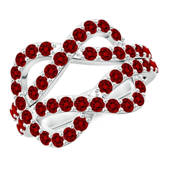 ANGARA Lab Grown 2.4 Ct Encrusted Ruby Infinity Knot Ring for Women in 14K White Gold (Size-2mm) | July Birthstone, Birthday, Anniversary, Jewelry Gift for Women | Lab-Grown Ruby Ring
