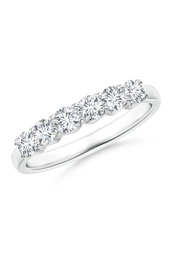 Lab Grown Fishtail-Set Diamond 6 Stone Wedding Ring in 14K White Gold for Women (Size-3mm| Color-F-G| Clarity-VS) | Anniversary, Jewelry Gift for Women | Lab Grown Diamond Ring