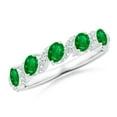 thumbnail image 1 of ANGARA Lab Grown Five Stone Oval Emerald Swirl Ring with Diamonds for Women in 14K White Gold (Size-4x3mm) | May Birthstone Jewelry for Her | Lab-Grown Emerald Engagement Ring, 1 of 9