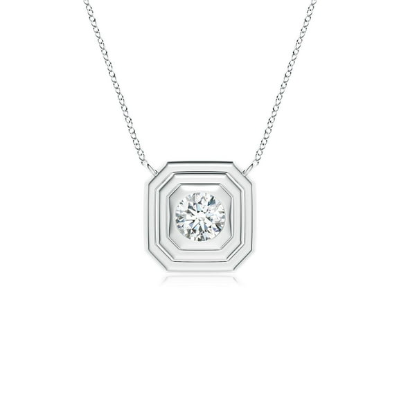 ANGARA Lab Grown Flush-Set Diamond Concentric Octagon Pendant for Women in 925 Sterling Silver (Size-3.8mm| Color-F-G| Clarity-VS) | Anniversary, Jewelry Gift for Women | Lab-Grown Diamond Necklace