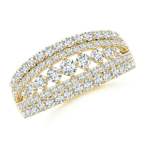 ANGARA Lab Grown Diamond Multi-Row Broad Anniversary Ring for Women in 14K Yellow Gold (Size-3mm| Color-F-G| Clarity-VS) | Anniversary, Jewelry Gift for Women | Lab-Grown Diamond Ring